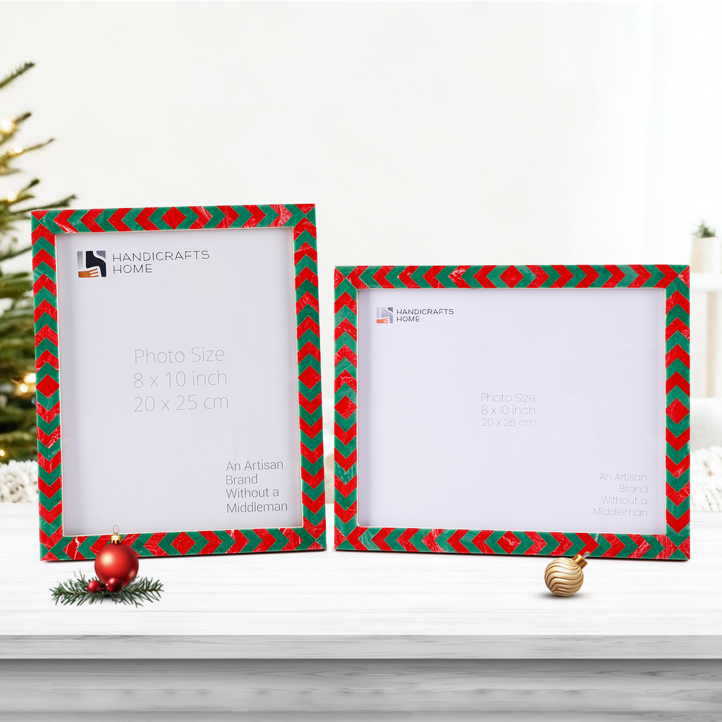 Picture Frame Set of 2 Red White Resin Inlay 4x6 5x7 8x10