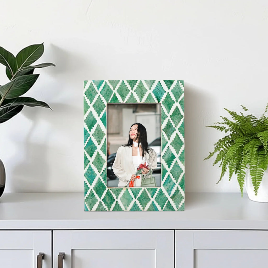 Picture Frame Mosaic Diamond Collection Bone & Resin Inlay in 3 Colors