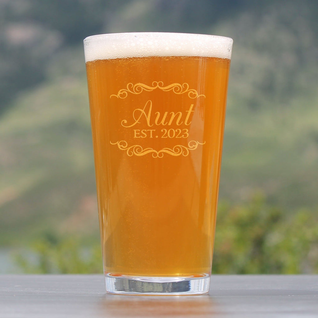 Aunt Est. 2023 - Decorative - 16 Ounce Pint Glass