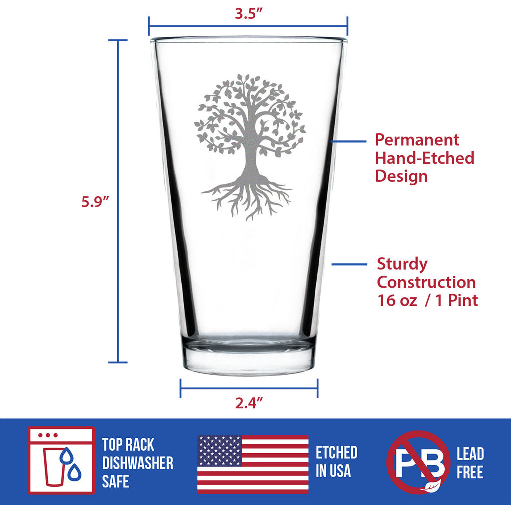 Tree Of Life - Pint Glass for Beer - Cute Family Themed Gifts and Decor - 16 oz Glass