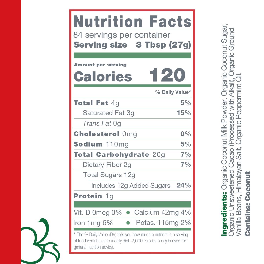 Organic, Dairy Free Peppermint Hot Cocoa Mix | 5lb Bulk Bag