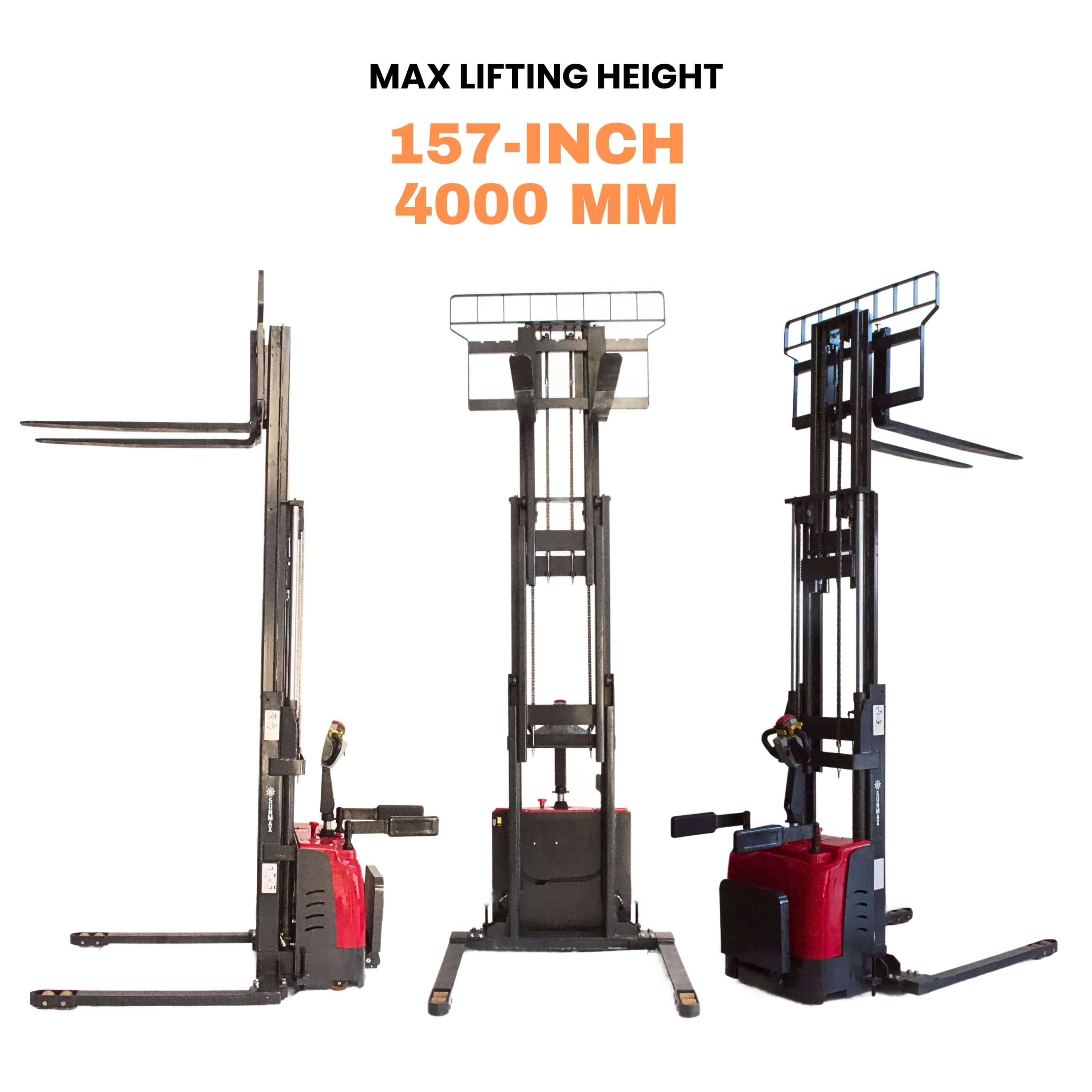 PS3300FE-4M Full Electric Pallet Stacker – 3300 lbs Capacity, 157" Lift Height, Adjustable Legs