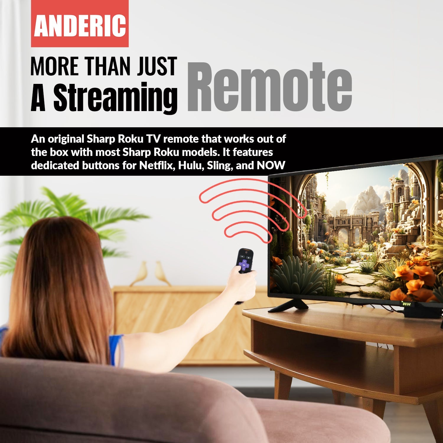 Sharp LC-RCRUDUS-20 Roku TV Remote Control | 2019, 2018 - LCRCRUDUS20
