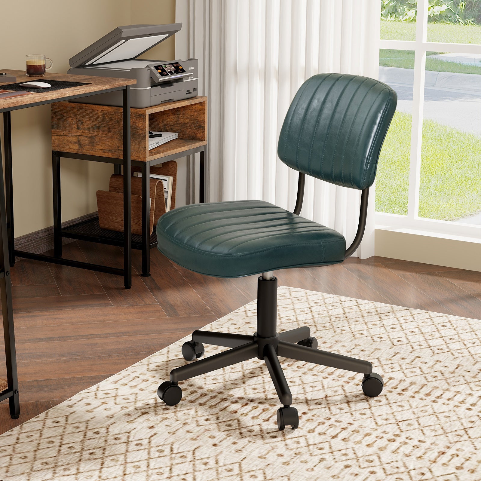 PU Leather Adjustable Office Chair Swivel Task Chair with Backrest