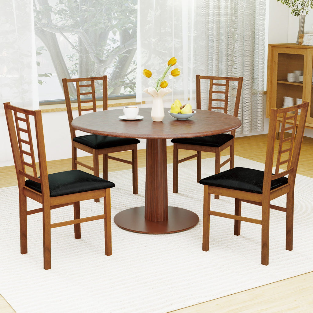 PU Leather Upholstered Wood Dining Chairs Set of 4
