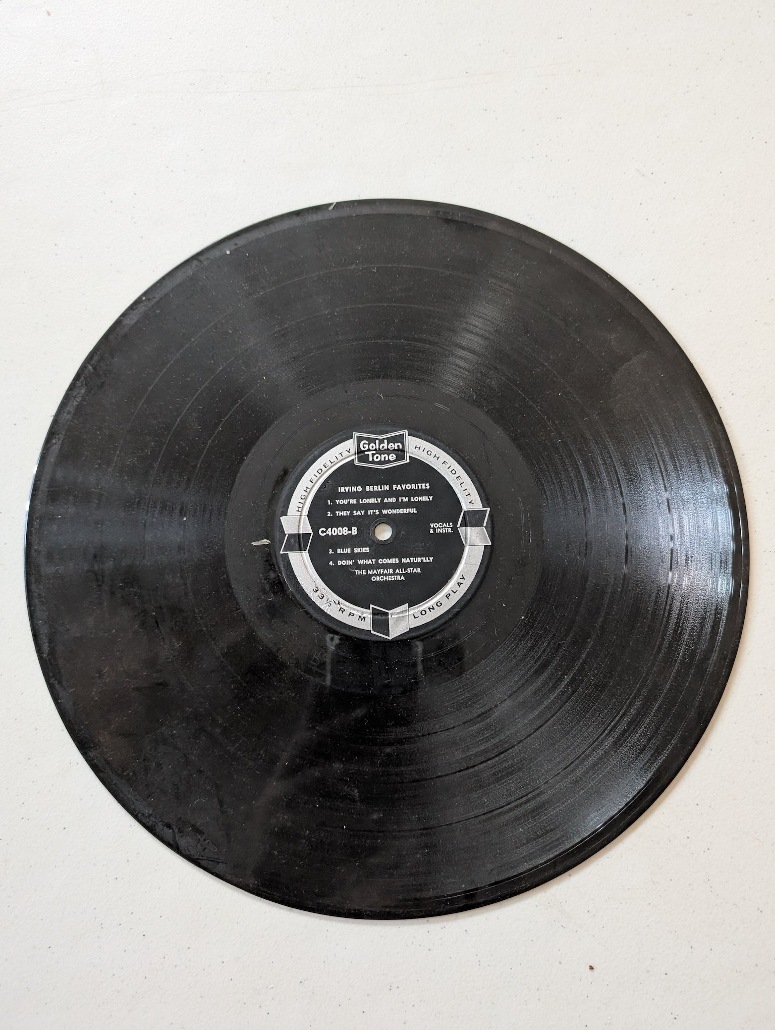 Irving Berlin favorites performed by The Mayfair All-Star Orchestra(Vintage Vinyl Record LP Album)