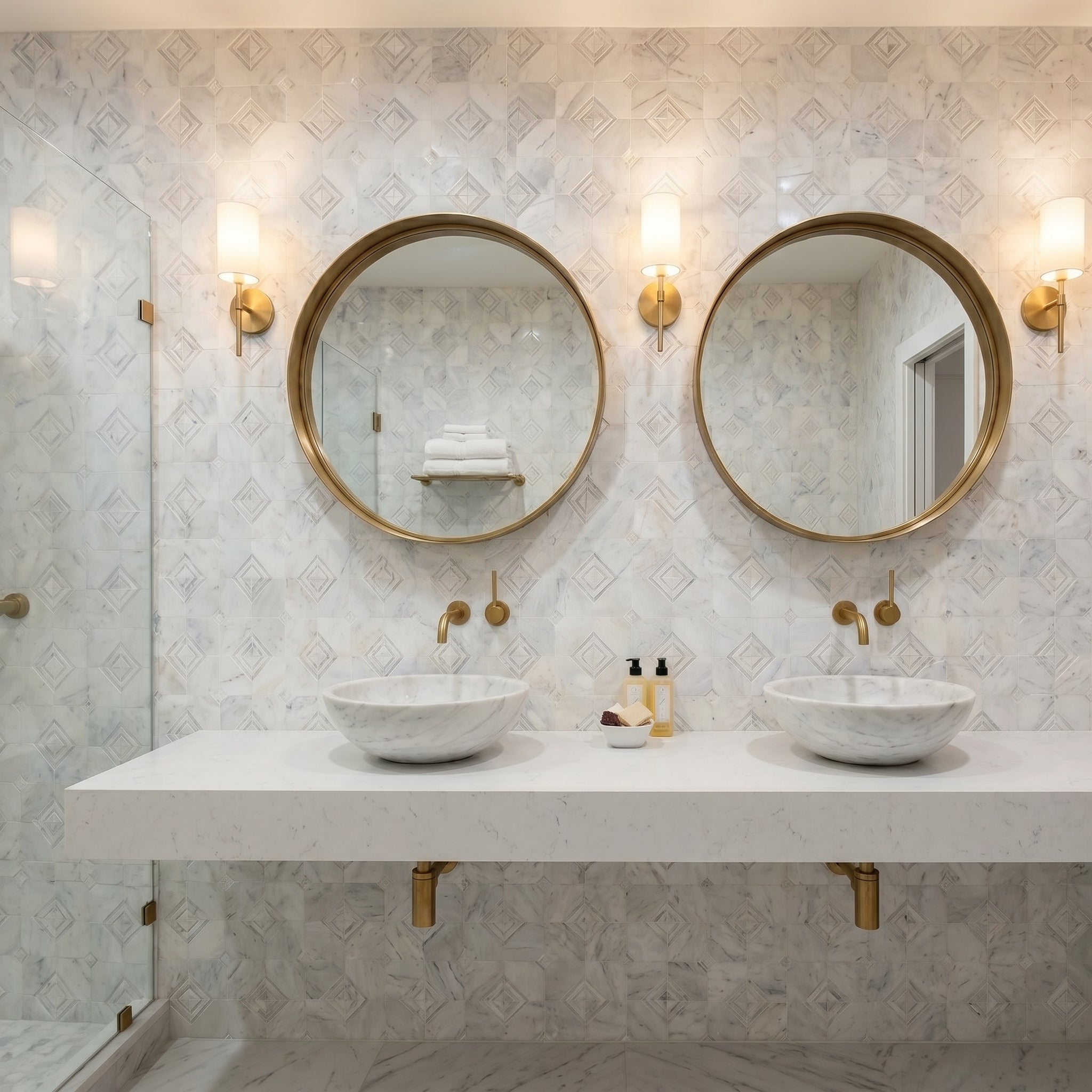 White Dolomite Dimensional Mosaic Tile Stella Geometric Design 12x12 Natural Stone
