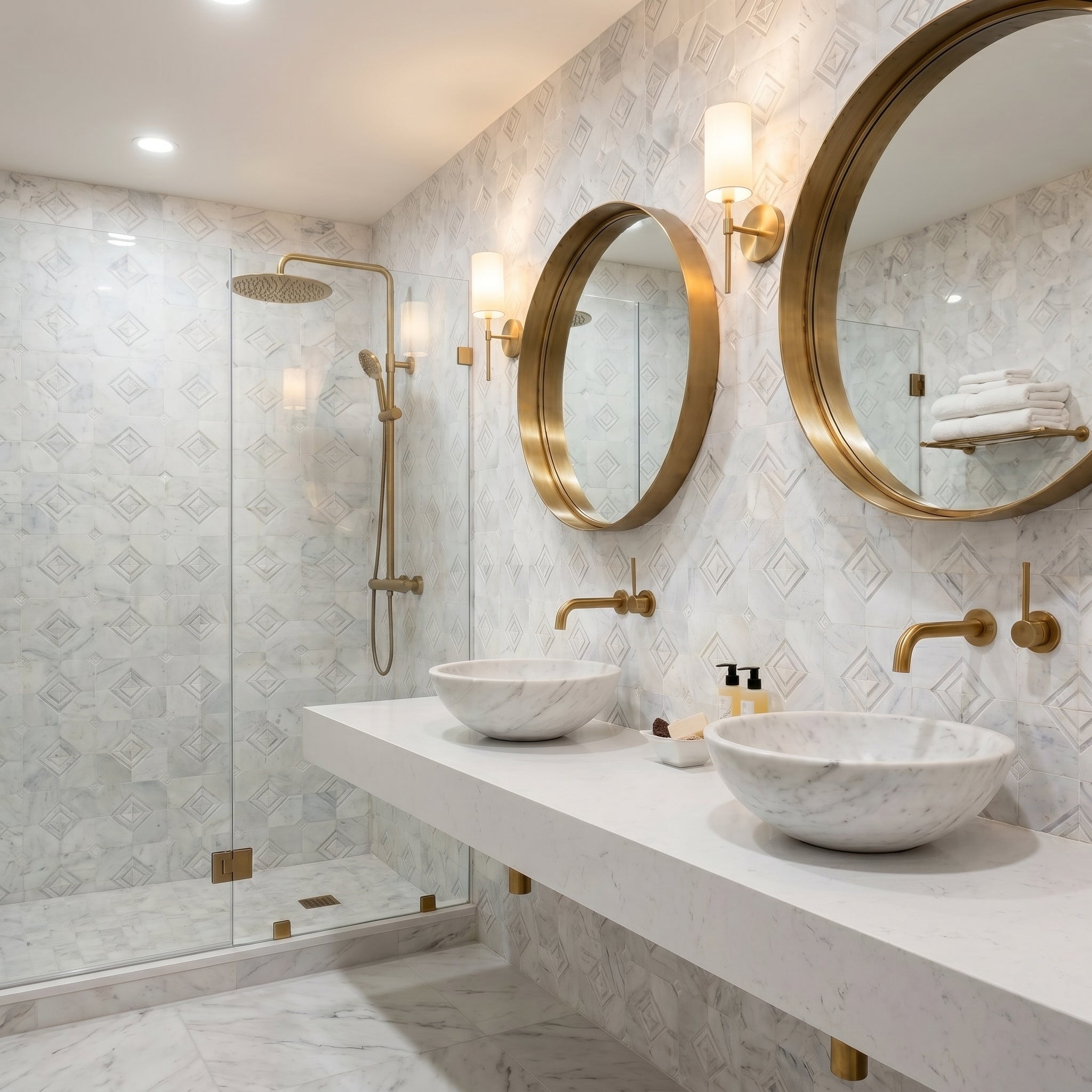 White Dolomite Dimensional Mosaic Tile Stella Geometric Design 12x12 Natural Stone