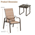 3 Pieces Patio Bistro Furniture Set with Adjustable Backrest