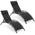 Patio Chaise Lounges Set of 2 Outdoor Recliner with 5-Position Backrest