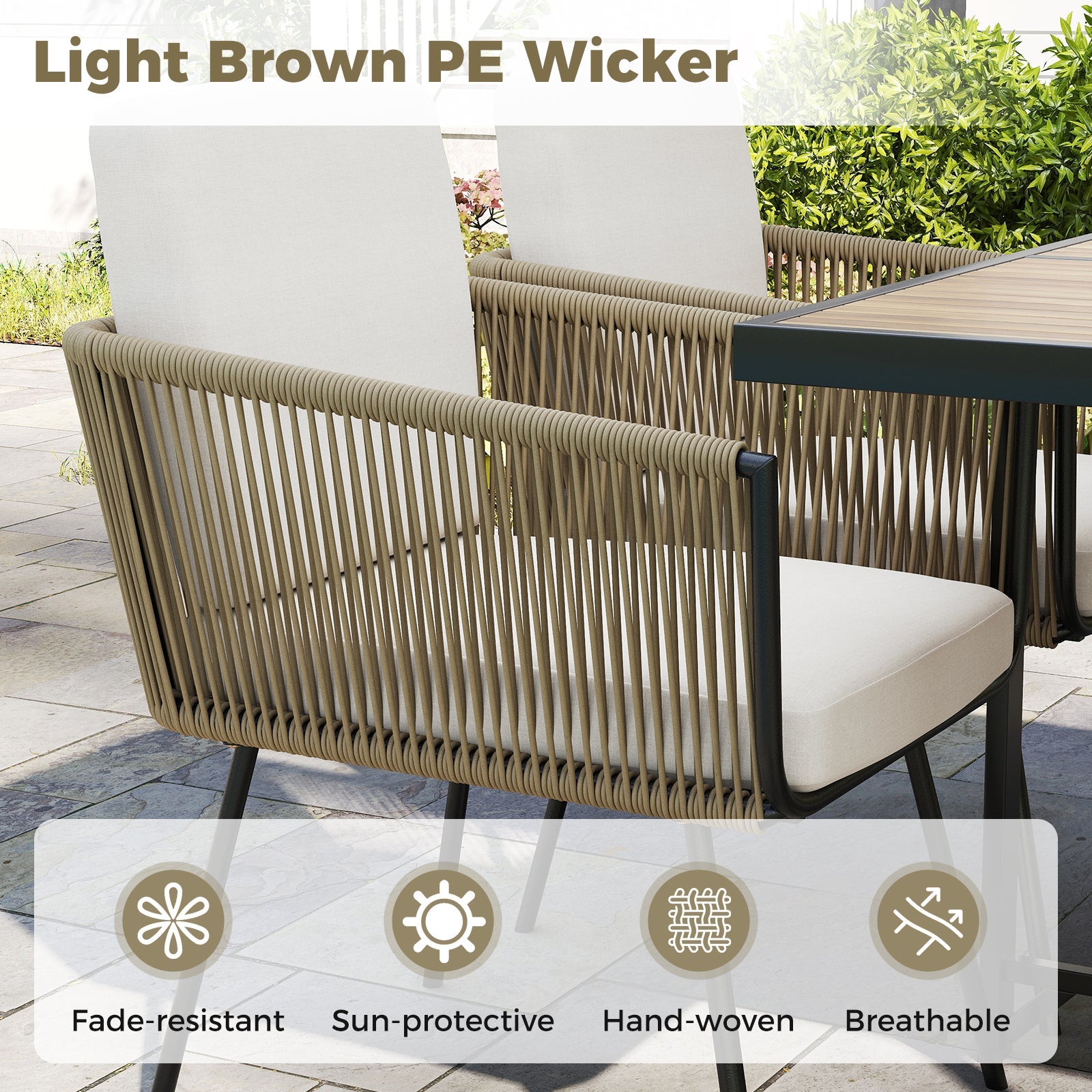 Patio Dining Chairs Set of 4 Bistro Well-Woven Rattan Chairs-White