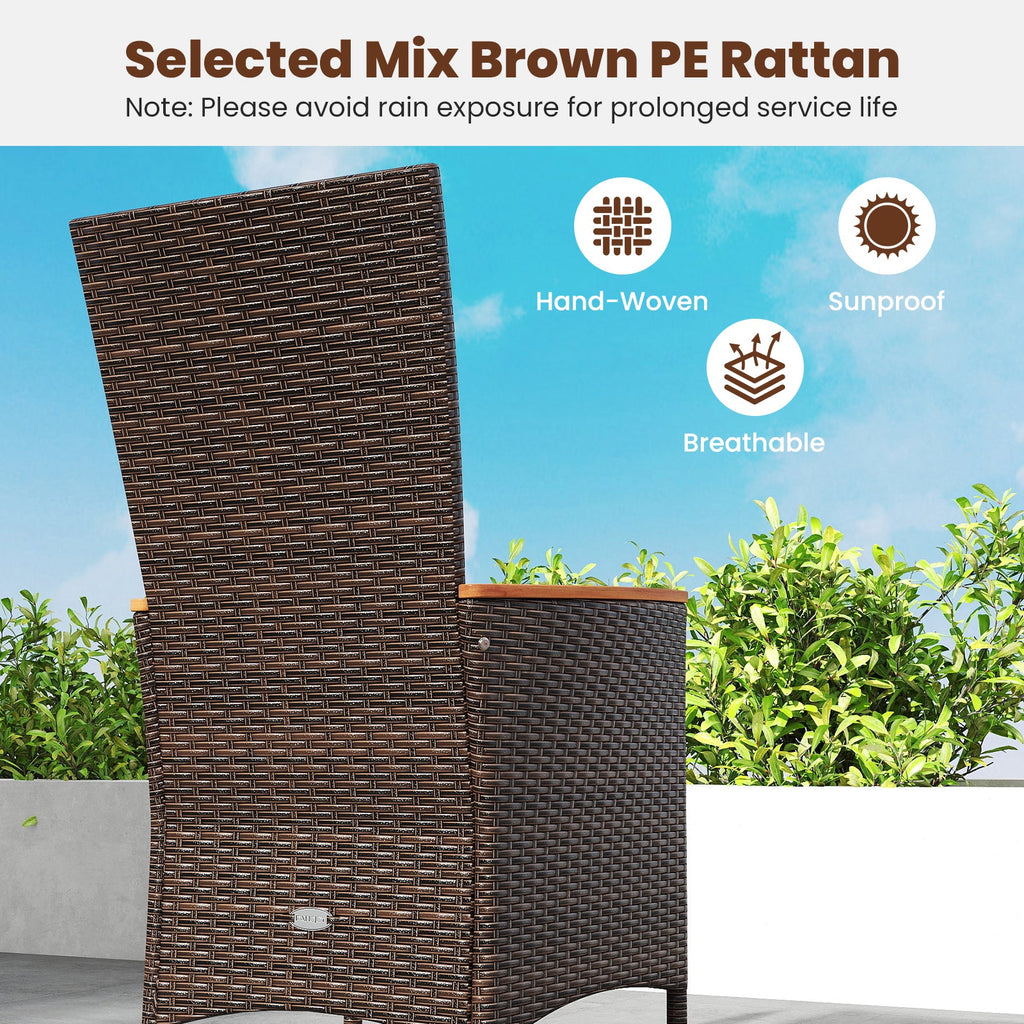 Patio Rattan Chairs Set of 2 Outdoor Wicker Dining Chairs with High Backrest-Beige