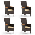 Patio Rattan Chairs Set of 4 Outdoor Wicker Dining Chairs with High Backrest-Beige