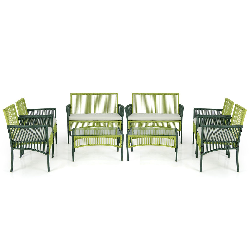 4 Piece Patio Round Wicker Conversation Set
