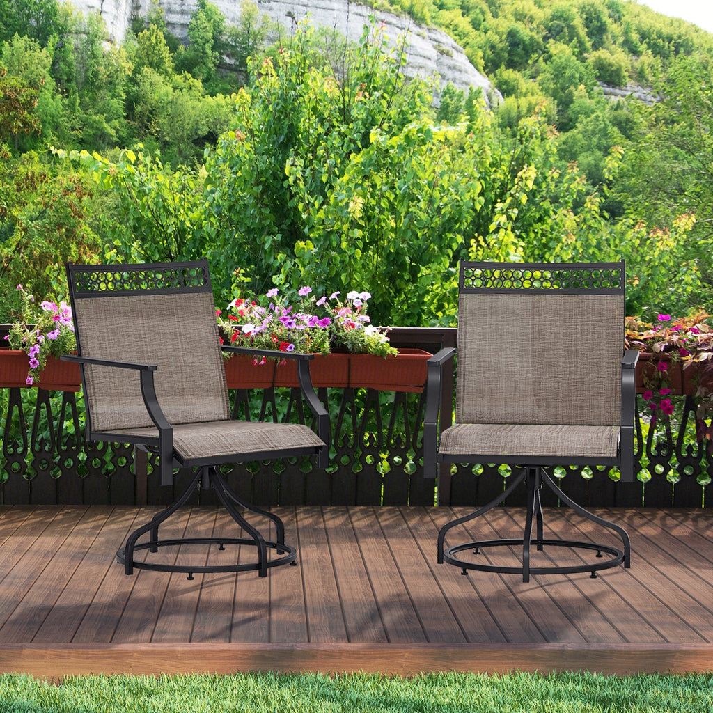 Patio Swivel Dining Chairs Set of 2 with Heavy-duty Metal Frame and Armrests