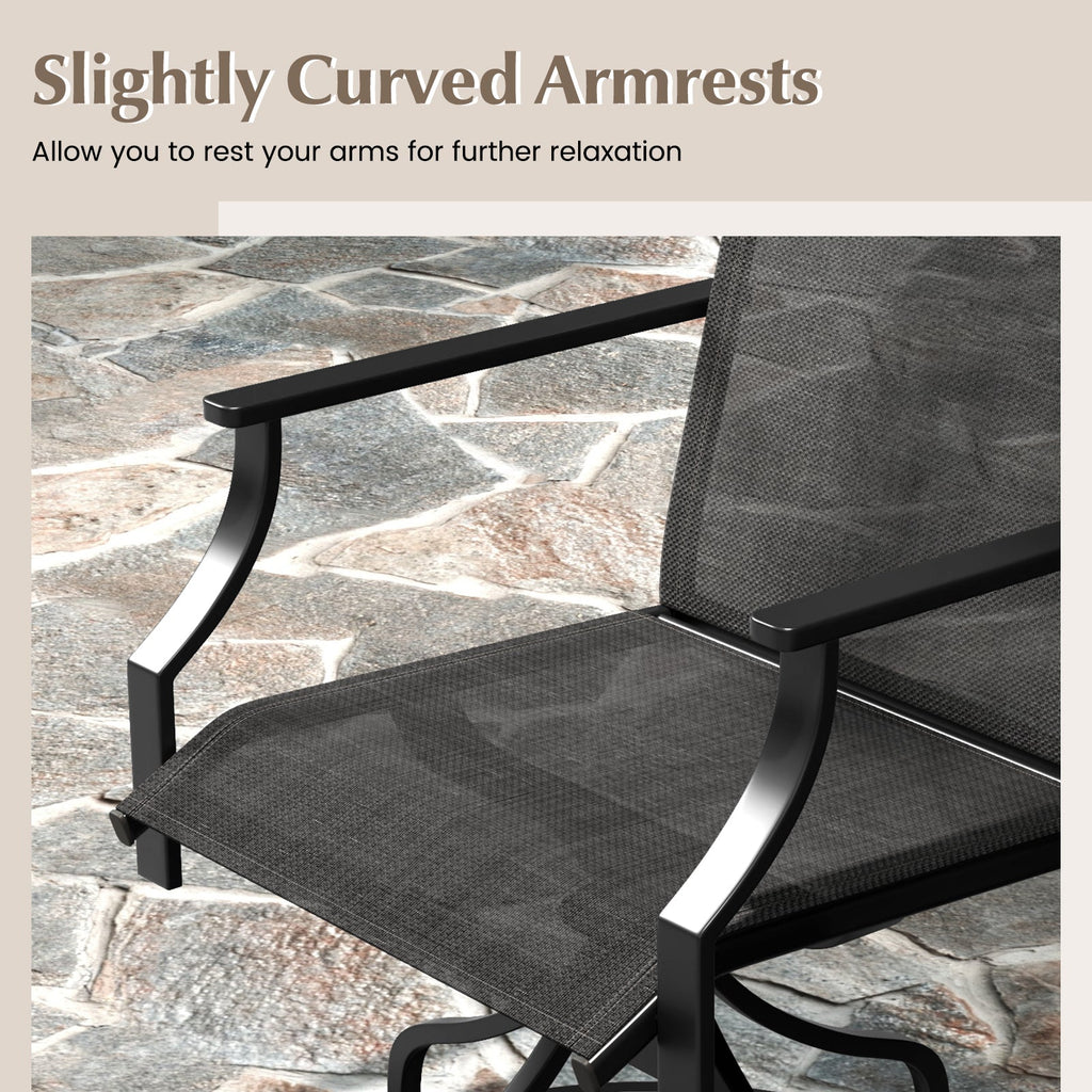 Patio Swivel Dining Chairs Set of 2 with Heavy-duty Metal Frame and Armrests