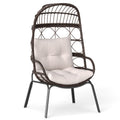 Patio Wicker Egg Chair Outdoor Rattan Lounge Basket with Seat and Back Cushions-Brown