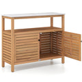 Patio Wood Storage Cabinet Outdoor Acacia Wood Buffet Cabinet
