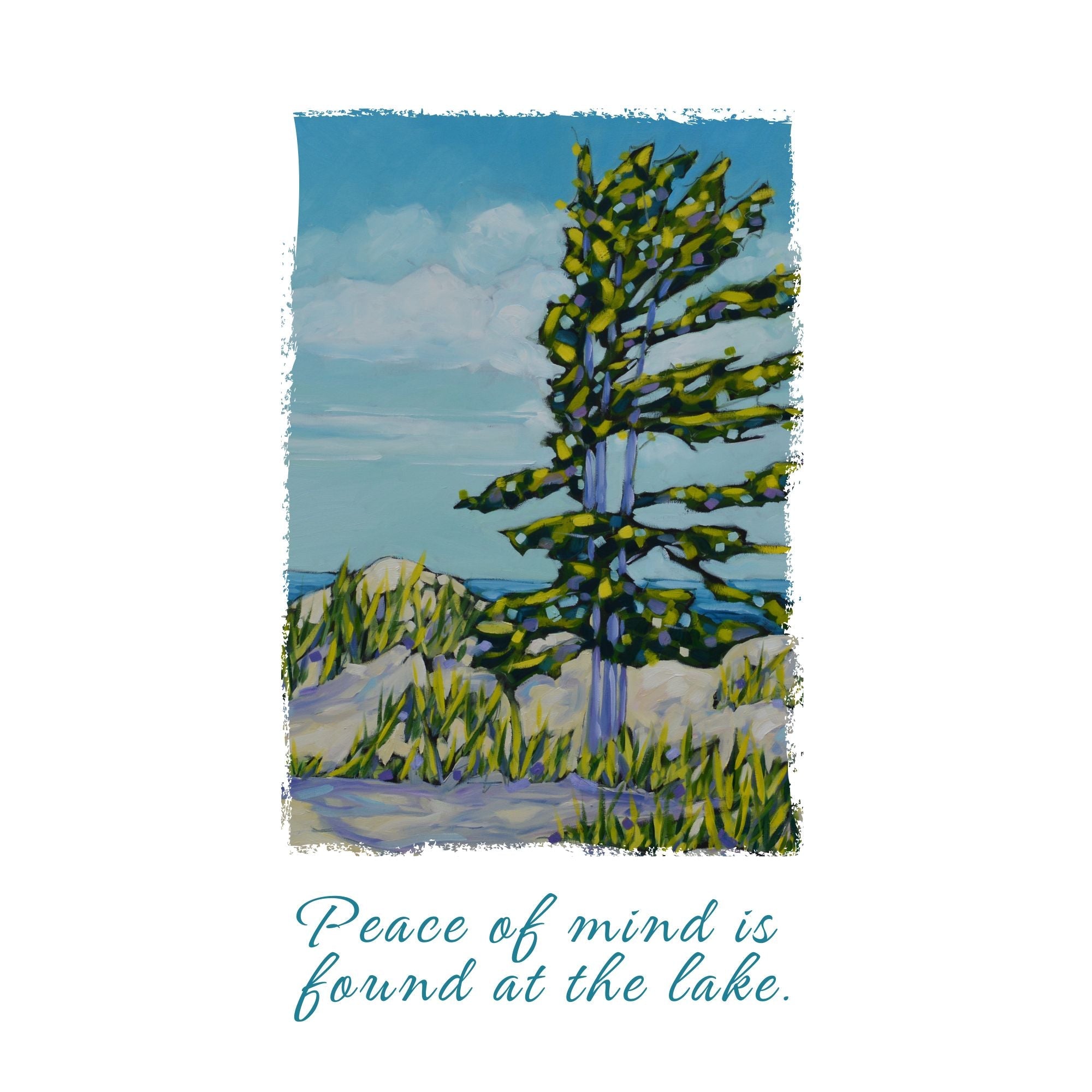Dish Towel - "Peace of Mind is Found at the Lake"