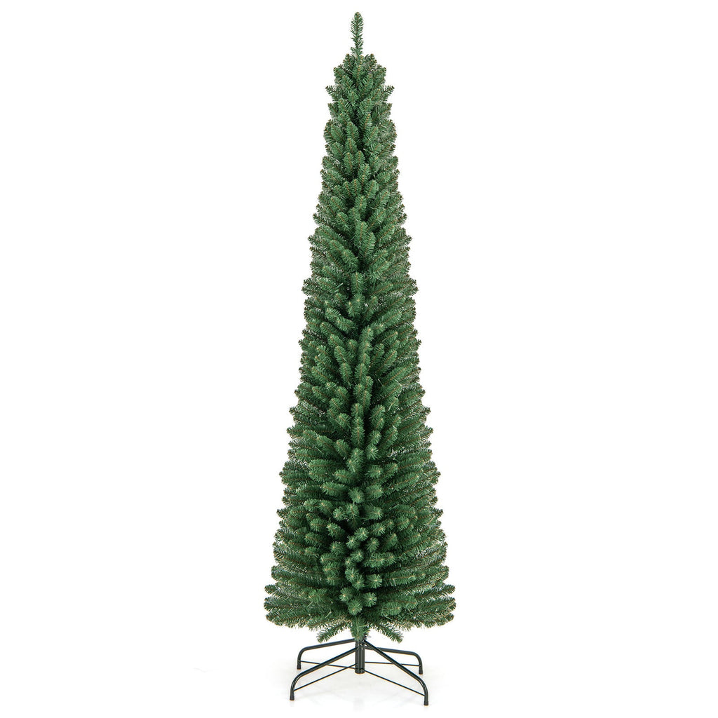 Pencil Christmas Tree with Memory Wire Branch Tips and Warm LED Lights