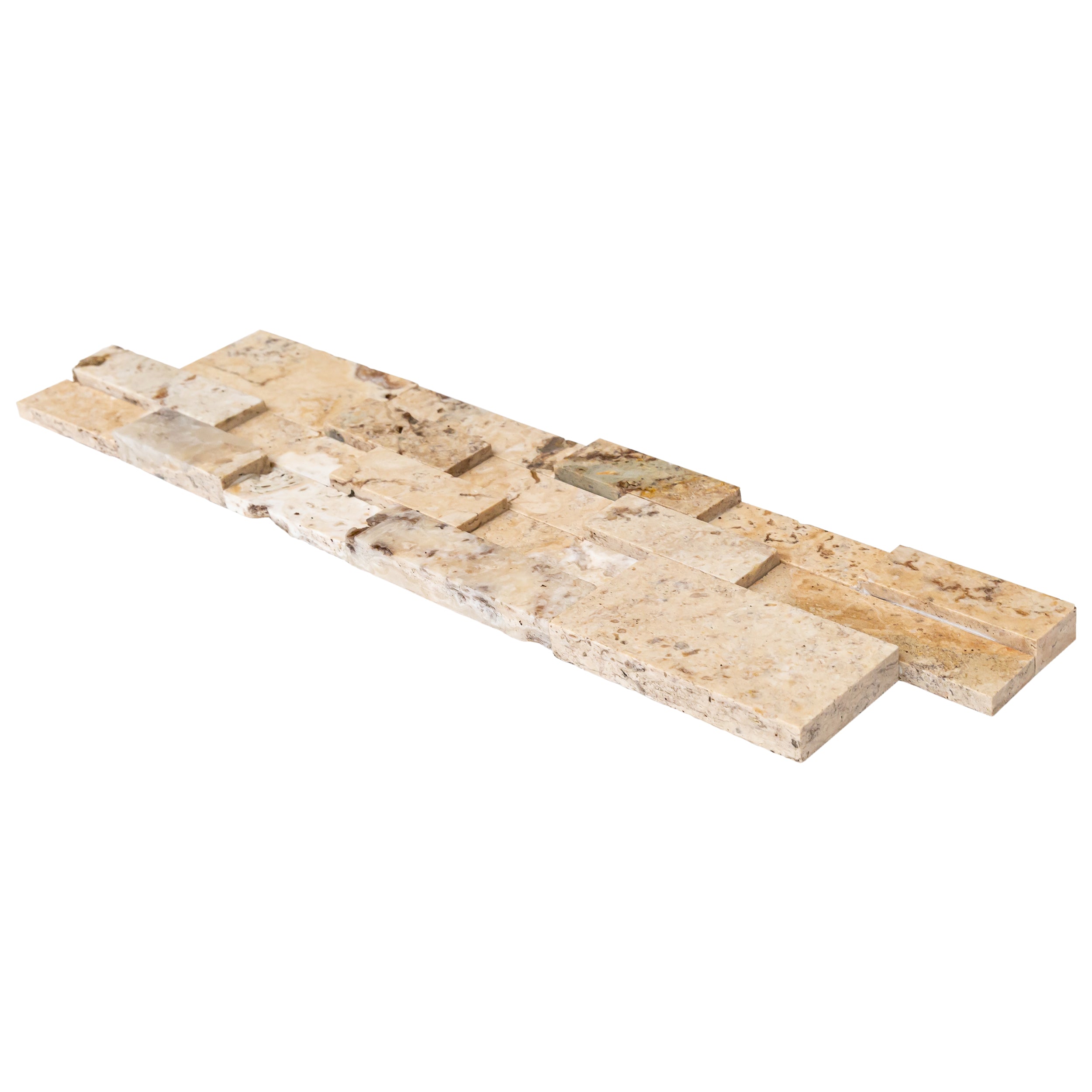 Beige Cream Travertine 3D Ledger Wall Tile - 6x24 Honed Natural