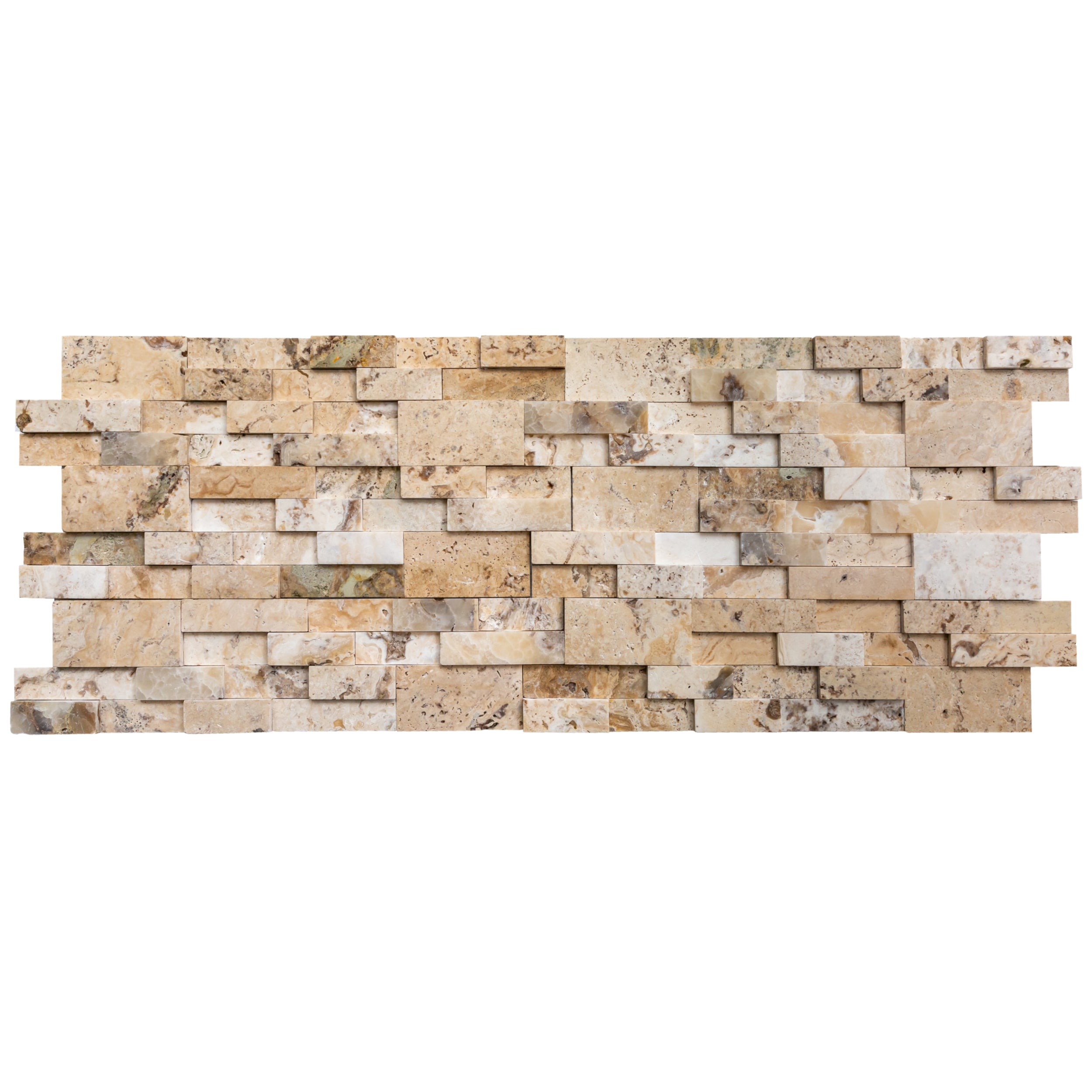 Beige Cream Travertine 3D Ledger Wall Tile - 6x24 Honed Natural