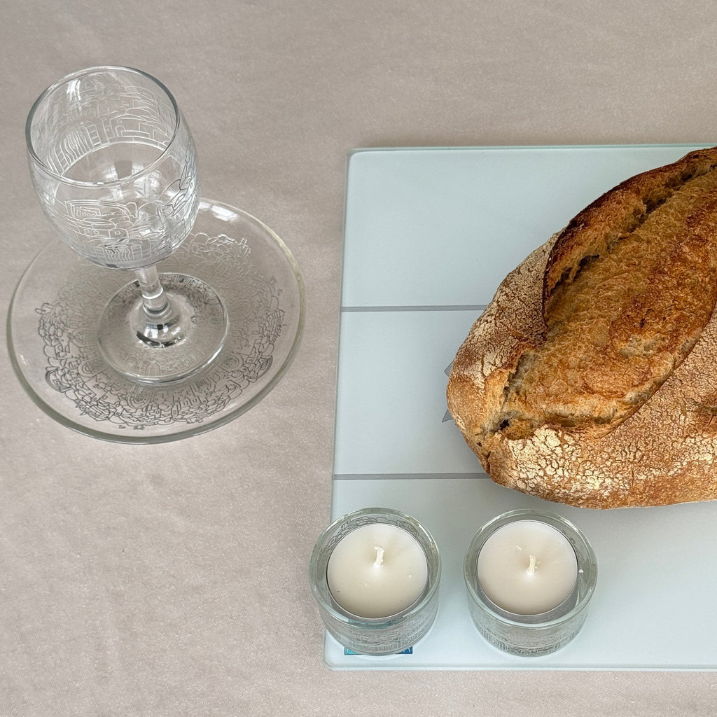 Elegant Glass Kiddush Cup for Shabbat – Jerusalem Glass Series
