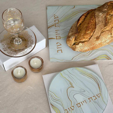Elegant Glass Trivet with Marble and Gold Accents - Marble Gold Series
