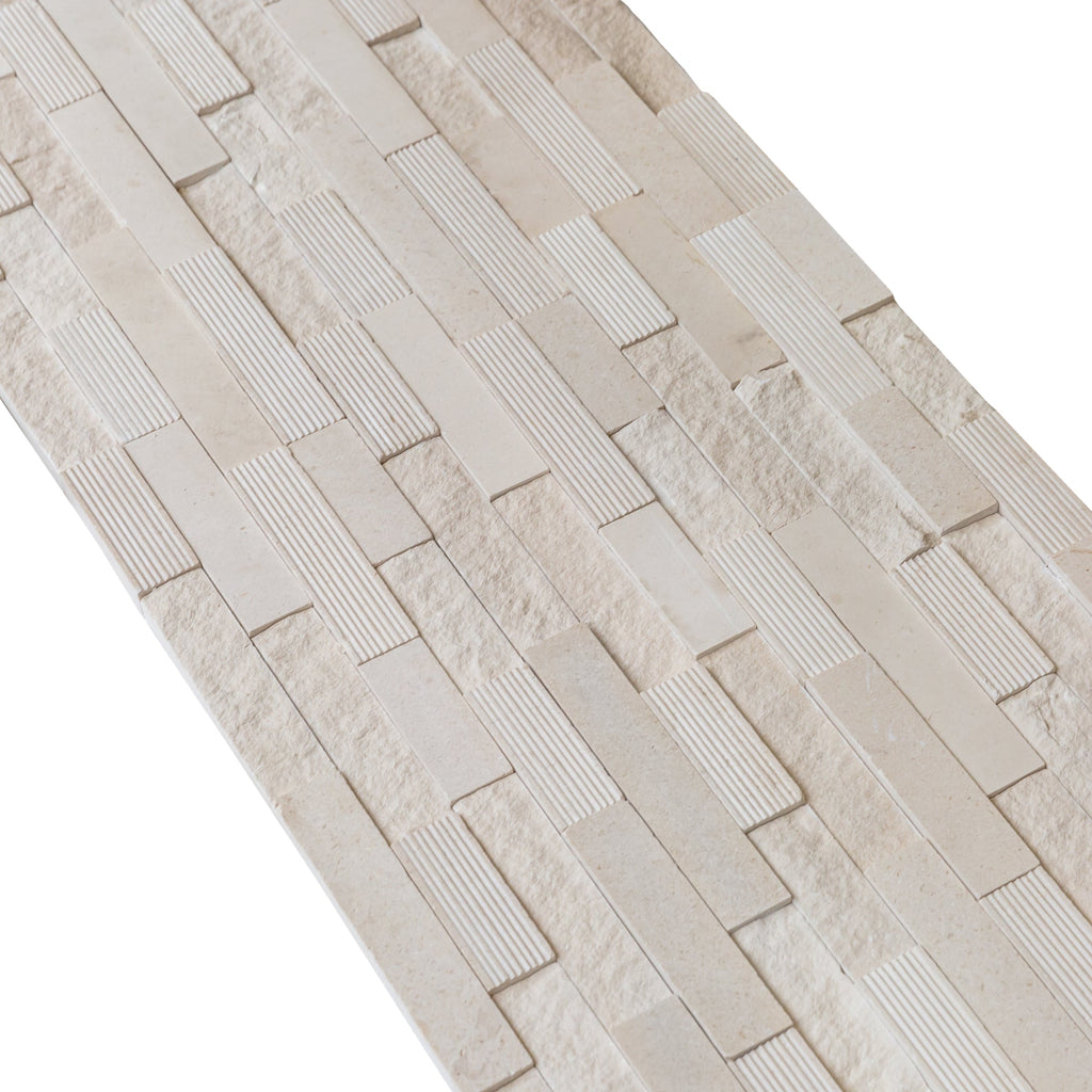 Natural Limestone 3D Ledger Panel Wall Tile 6x24 Inches Multi Surface Stacked Stone