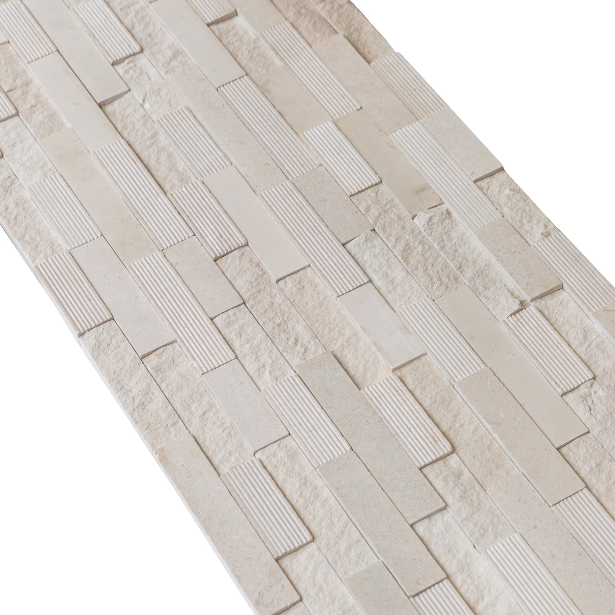 Natural Limestone 3D Ledger Panel Wall Tile 6x24 Inches Multi Surface Stacked Stone