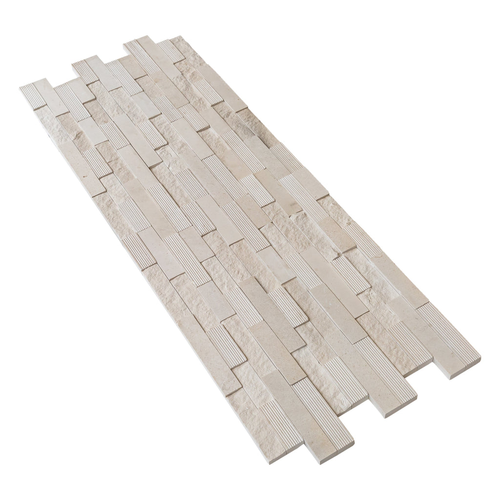 Natural Limestone 3D Ledger Panel Wall Tile 6x24 Inches Multi Surface Stacked Stone