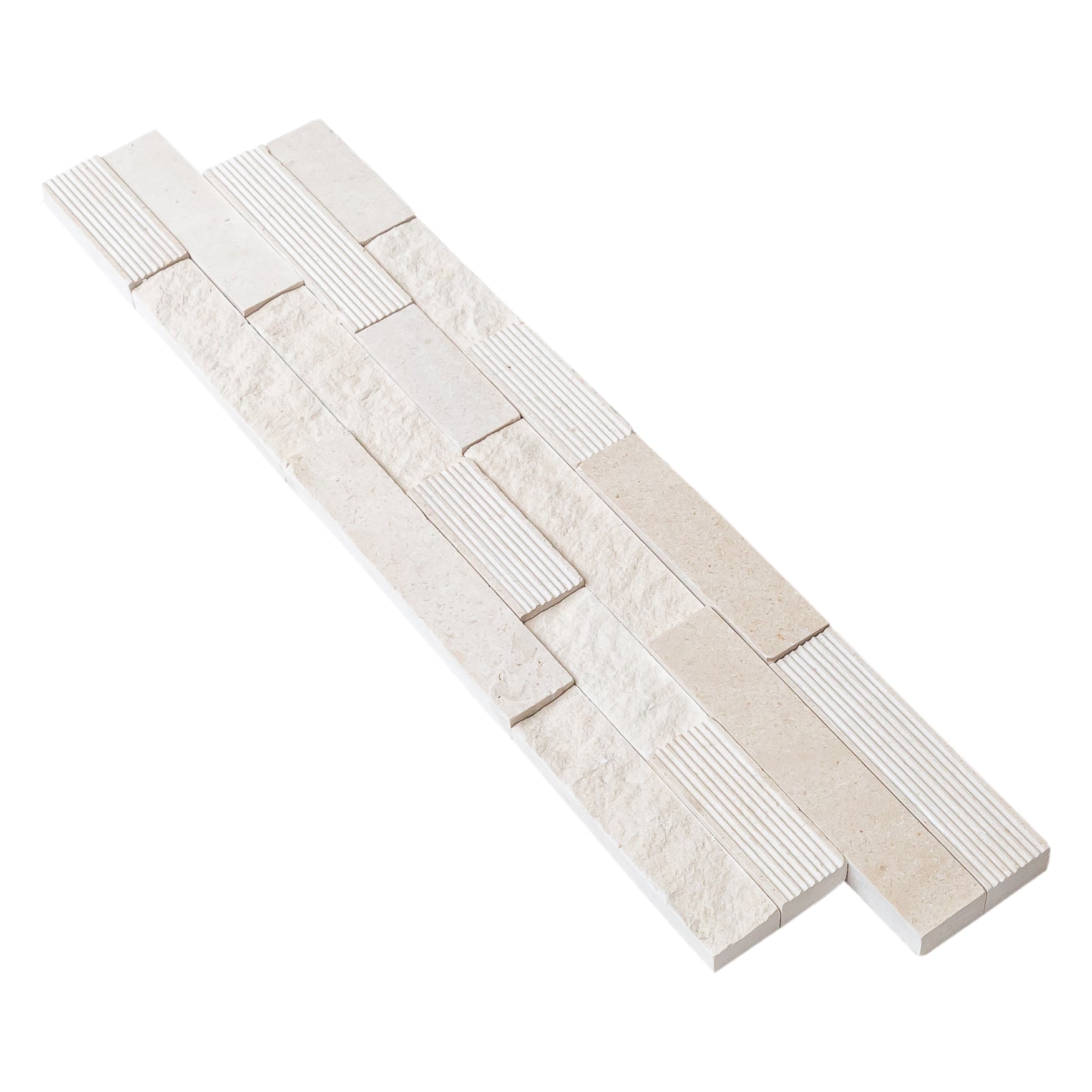 Natural Limestone 3D Ledger Panel Wall Tile 6x24 Inches Multi Surface Stacked Stone