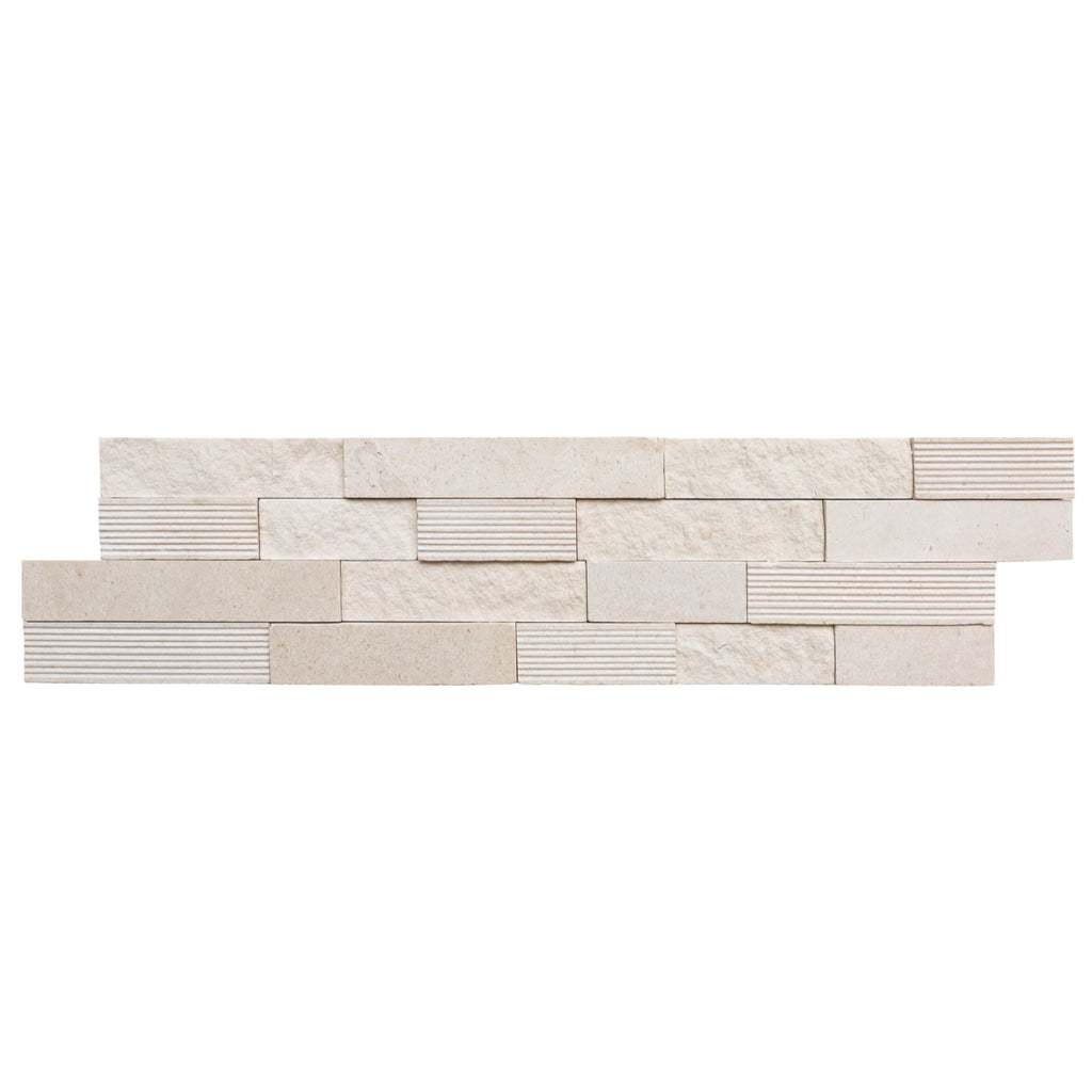 Natural Limestone 3D Ledger Panel Wall Tile 6x24 Inches Multi Surface Stacked Stone
