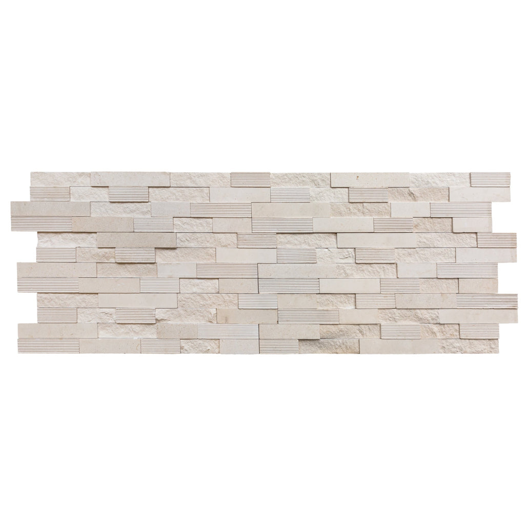 Natural Limestone 3D Ledger Panel Wall Tile 6x24 Inches Multi Surface Stacked Stone