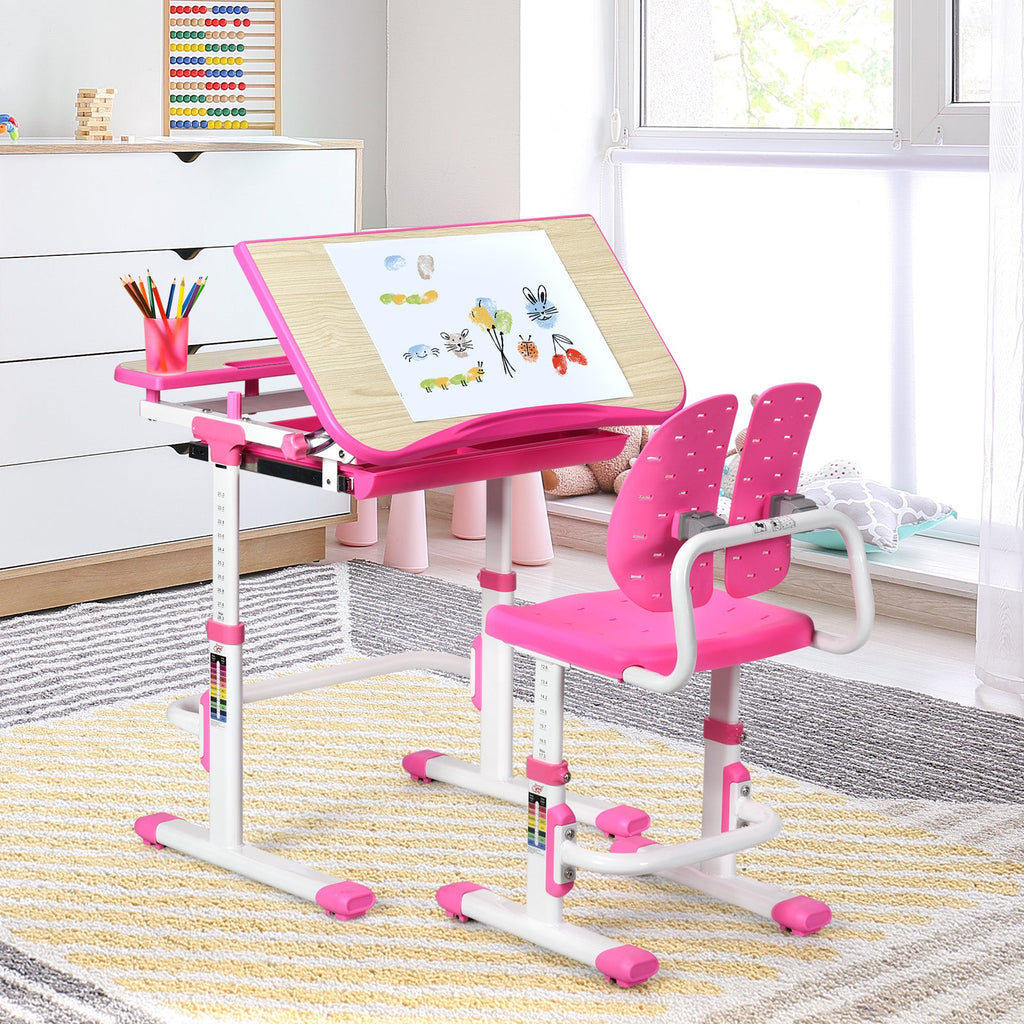 Height Adjustable Kids Study Desk and Chair Set