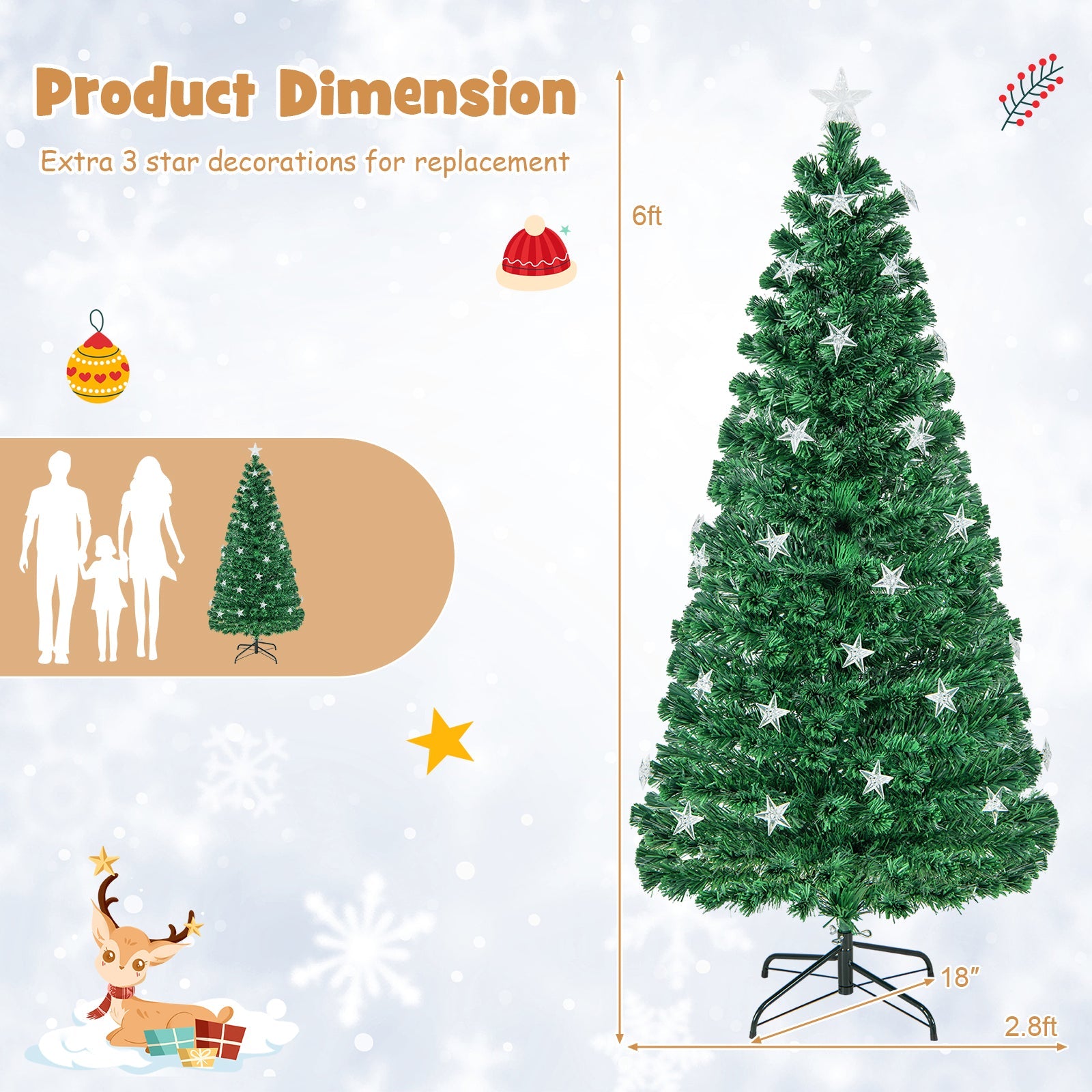 Prelit Fiber Optic Christmas Tree with Warm White Lights