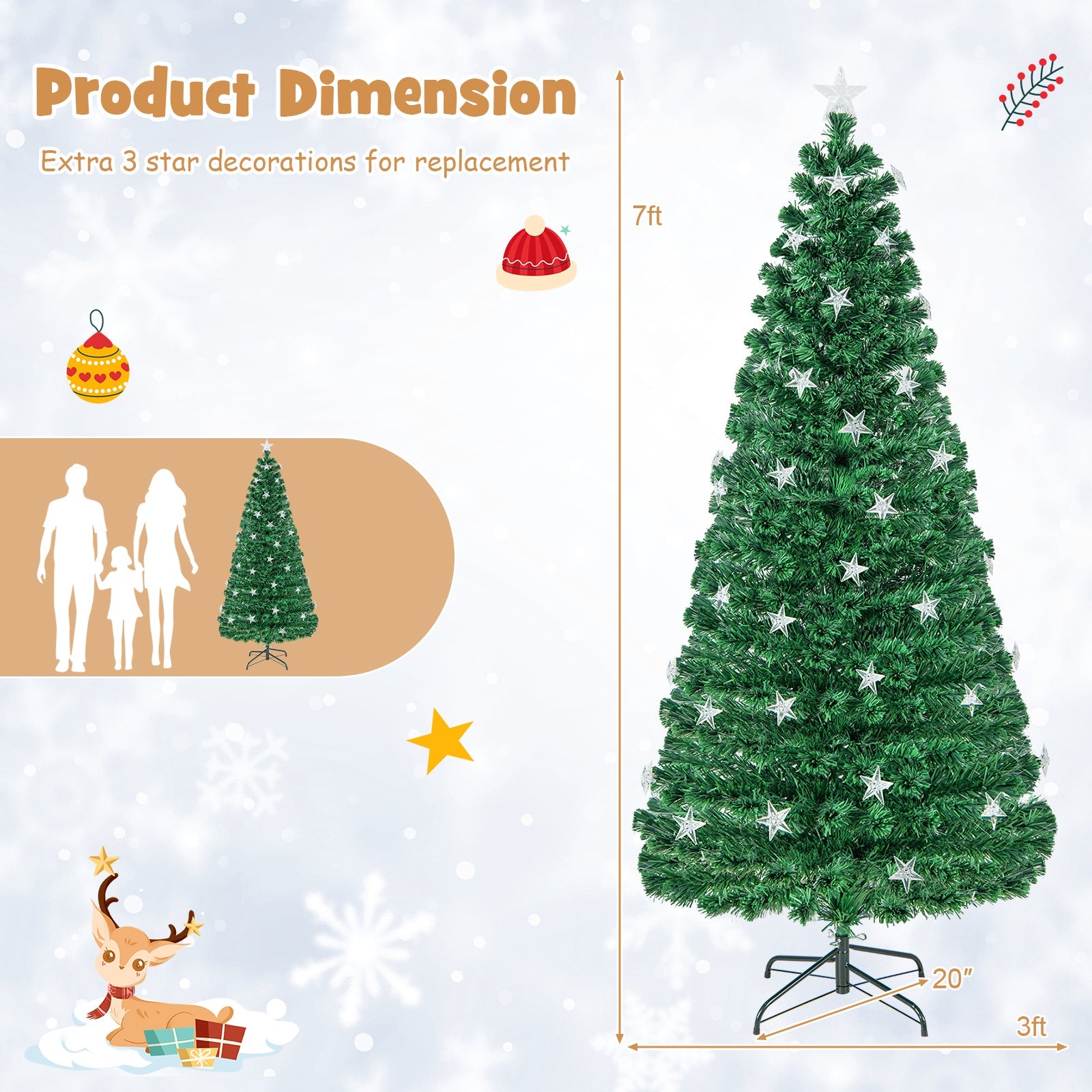 Prelit Fiber Optic Christmas Tree with Warm White Lights