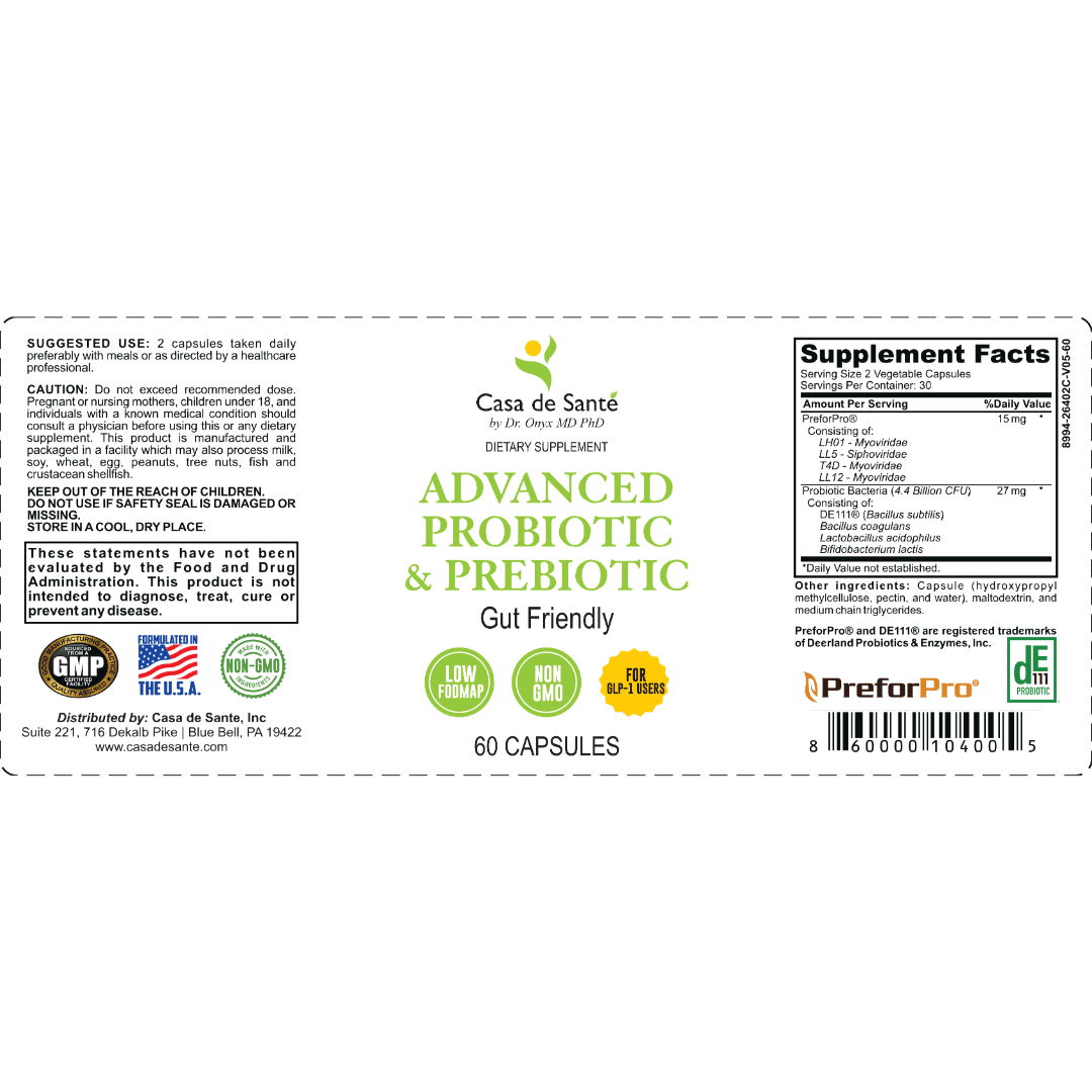 Advanced Probiotic & Prebiotic | Low FODMAP Daily Gut Health & Microbiome Balance