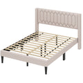 Queen Size Dutch Velvet/Linen Fabric Upholstered Platform Bed with Wingback Headboard and Wooden Slat Support