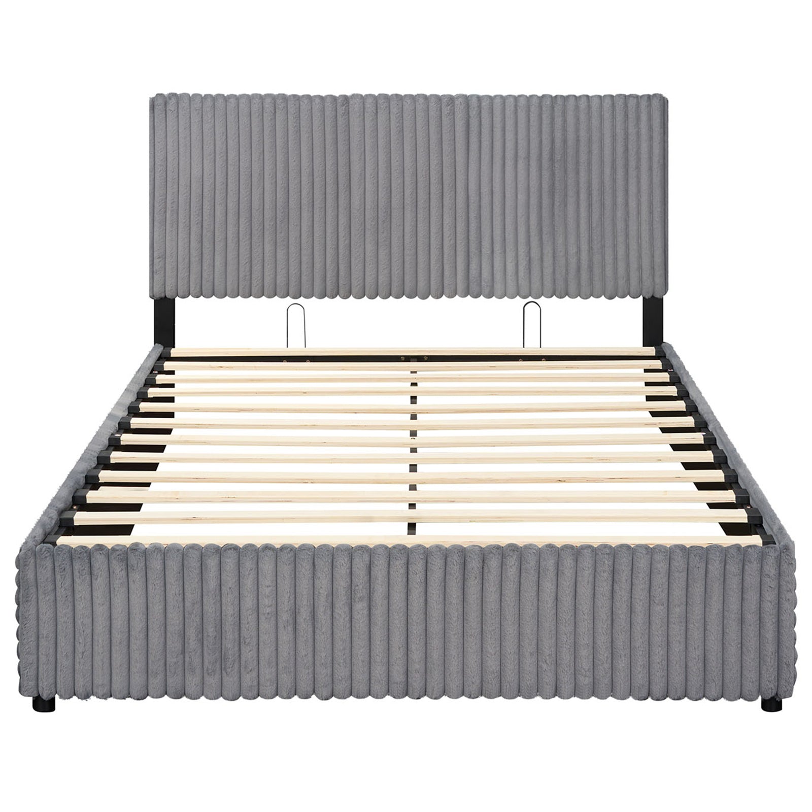Queen Size Lift-up Storage Bed with Wooden Slat Support
