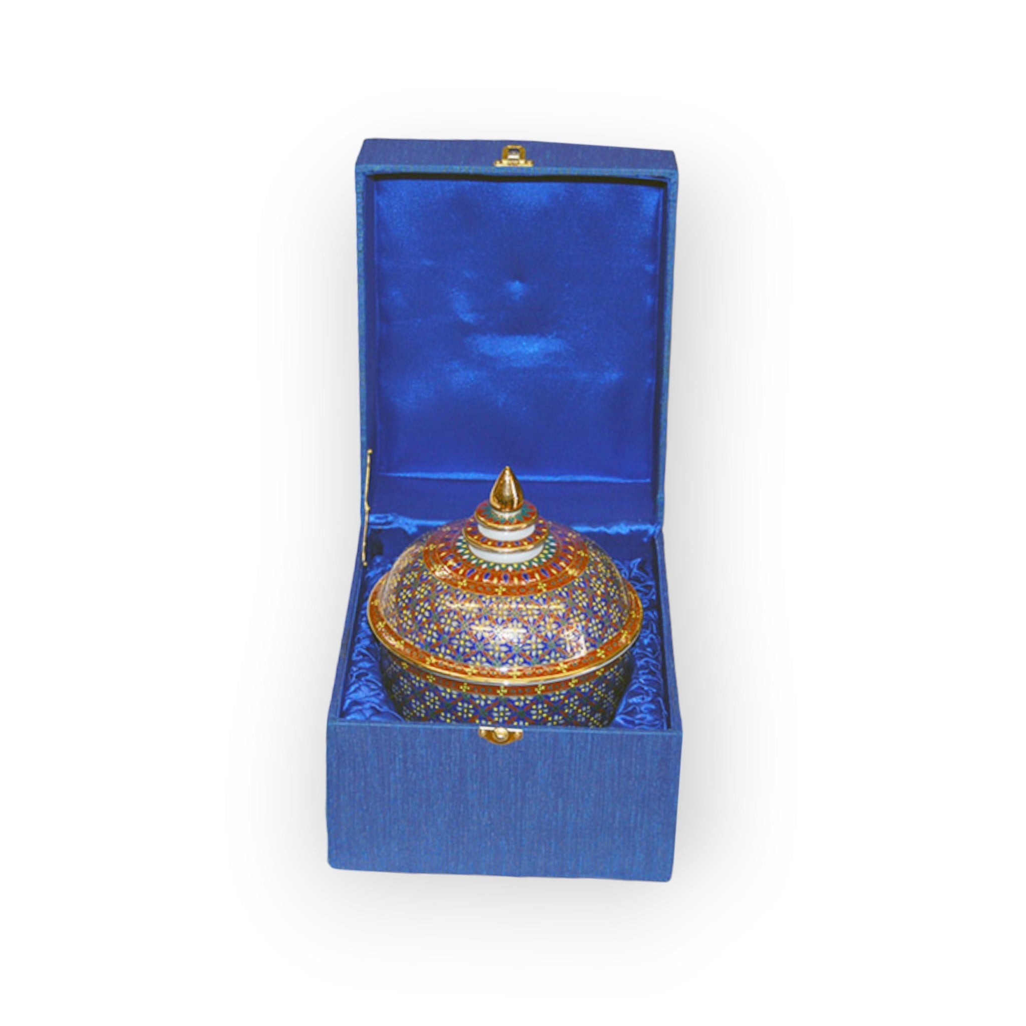 Benjarong Bowl & Lid with Box 6" Diameter