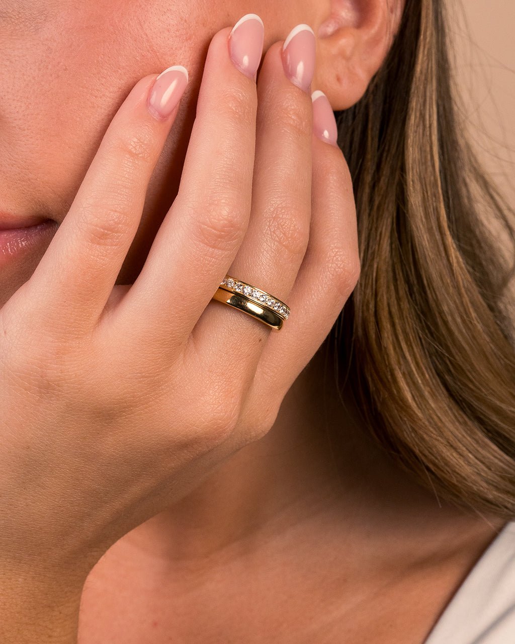 Sterling Silver Jackie CZ Stacking Ring Set of 2