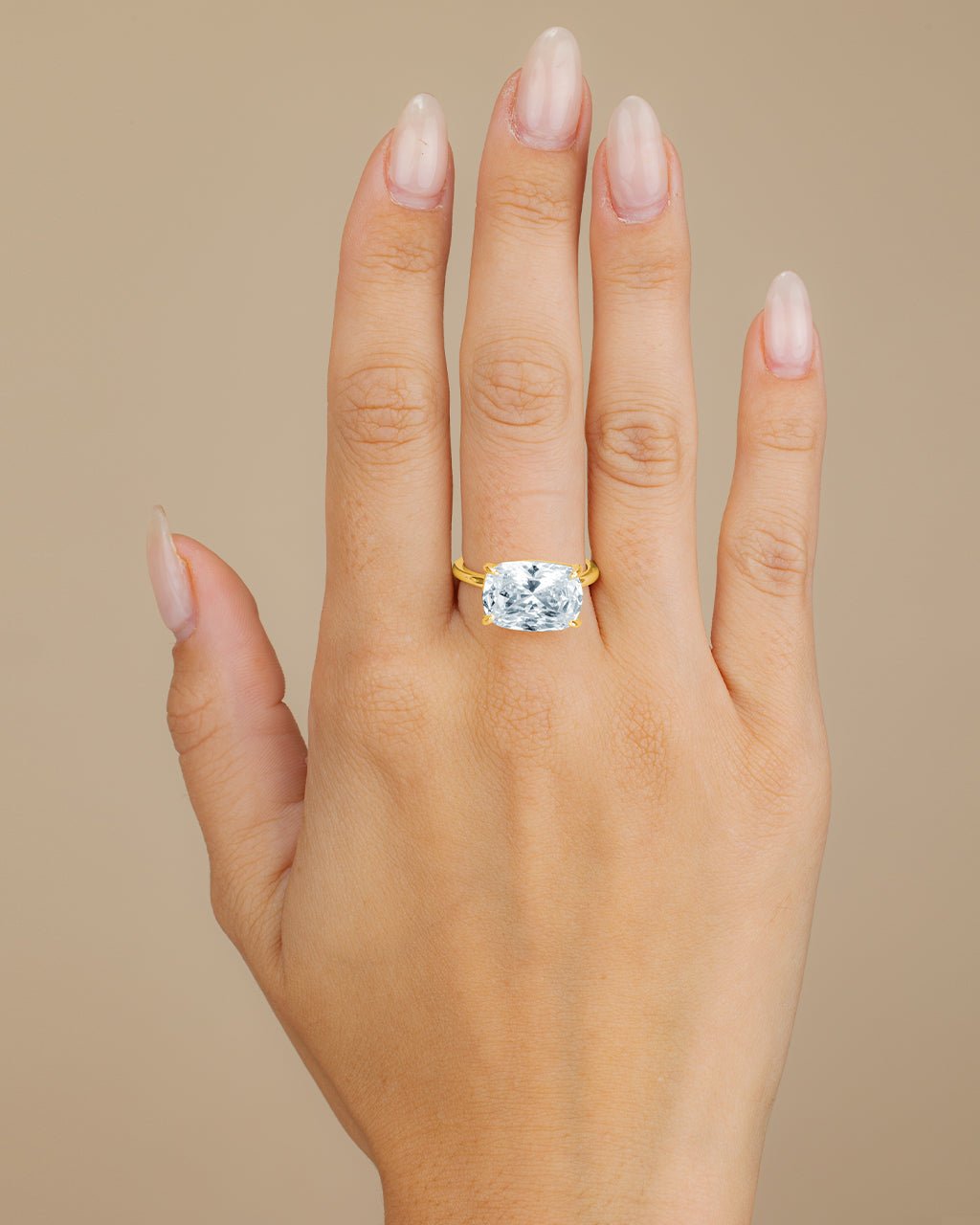 Sterling Silver Cushion East-West Ring