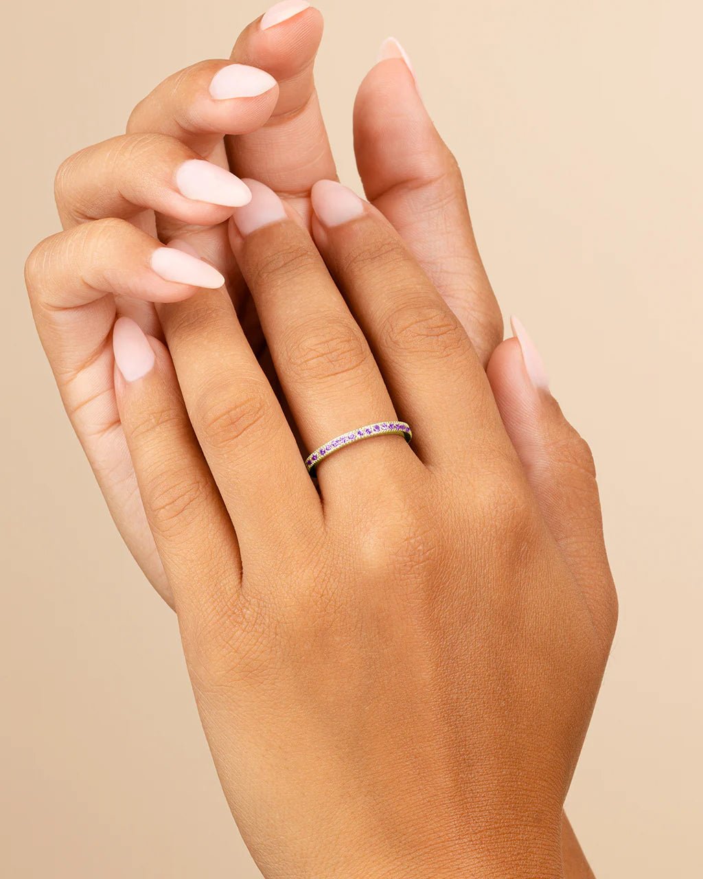 Sterling Silver 2.5mm Thin Amethyst CZ Band Ring
