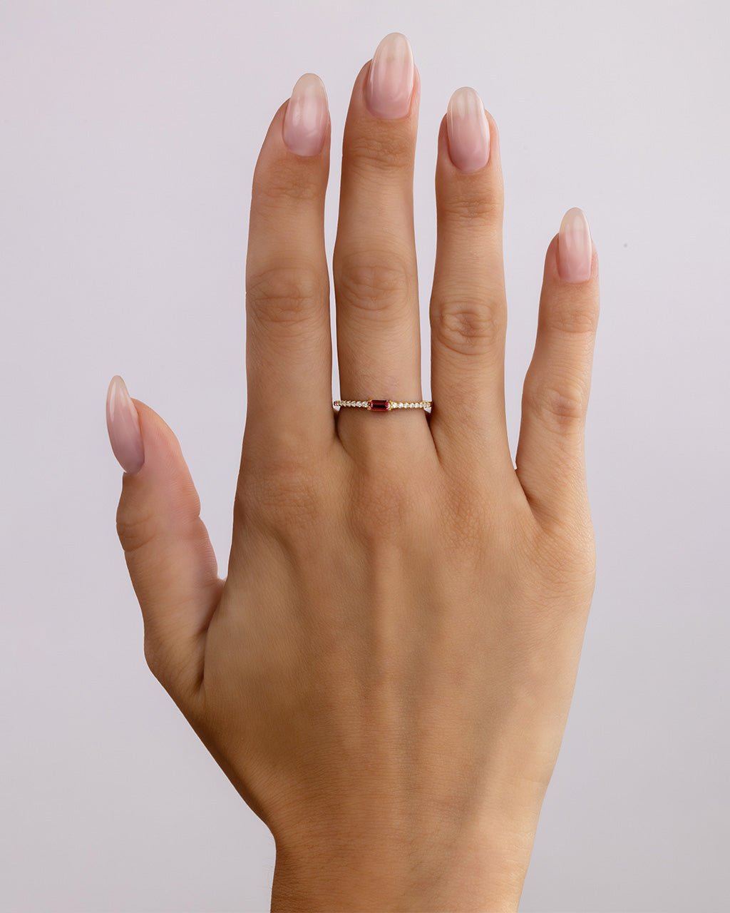 Sterling Silver Thin Garnet CZ Stacking Birthstone Ring