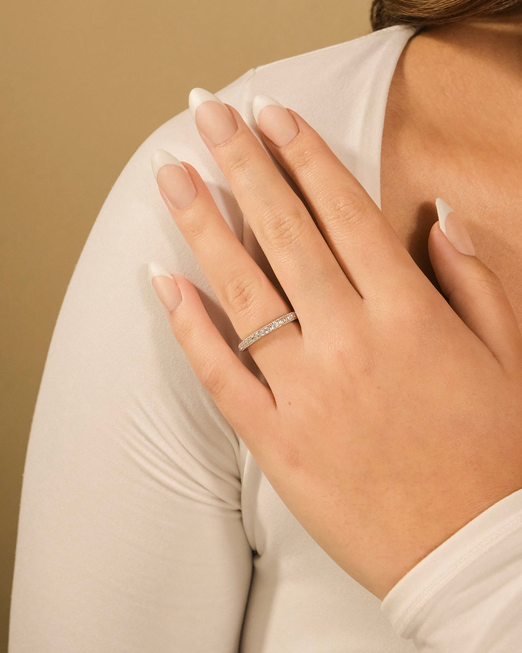 Sterling Silver 2mm Thin CZ Band Ring