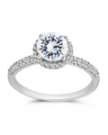 Sterling Silver Round Brilliant CZ Ring with Bead Set Border