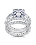 Sterling Silver Brilliant Engagement Ring Set of 3
