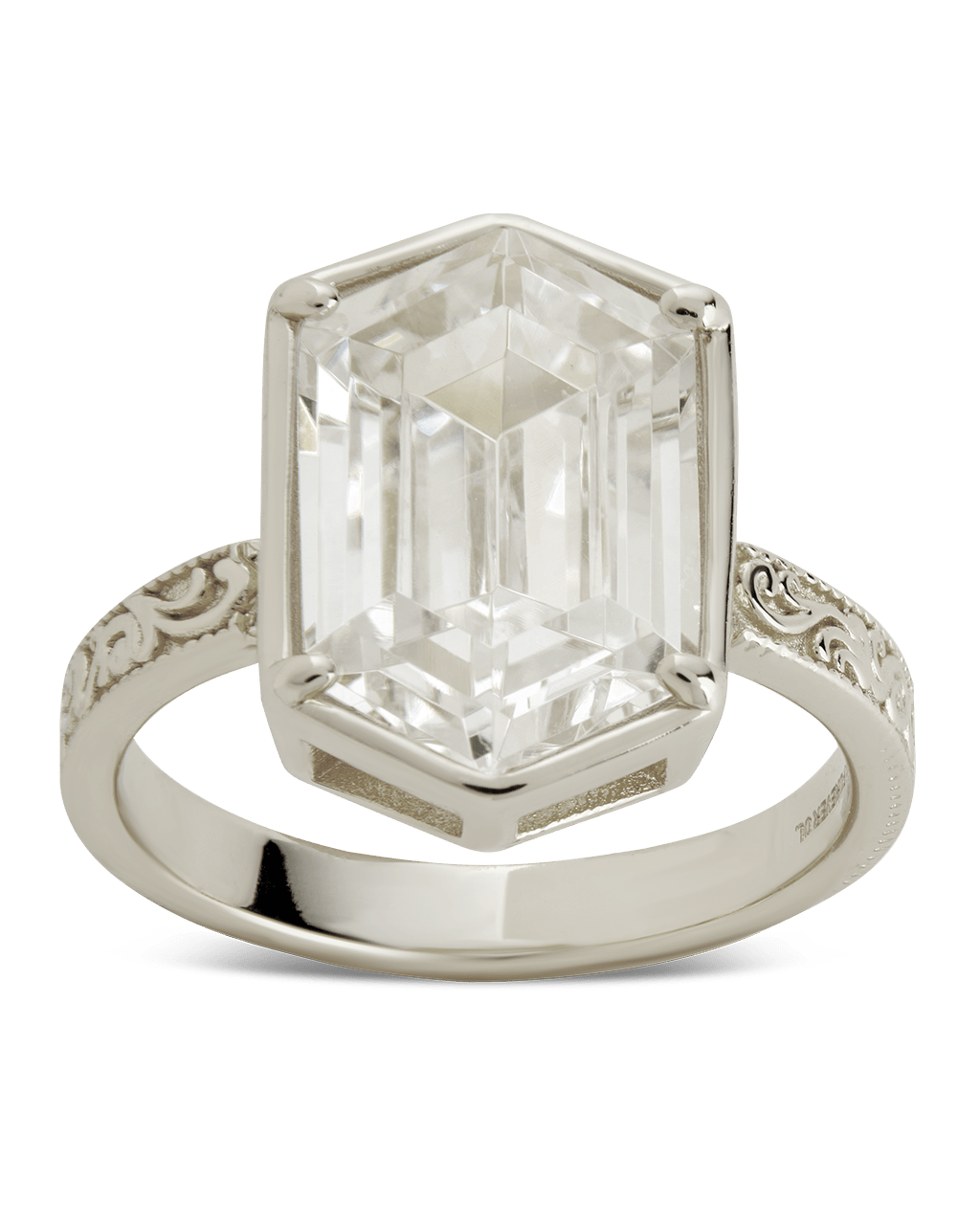 Sterling Silver Hexagon Bezel Ring