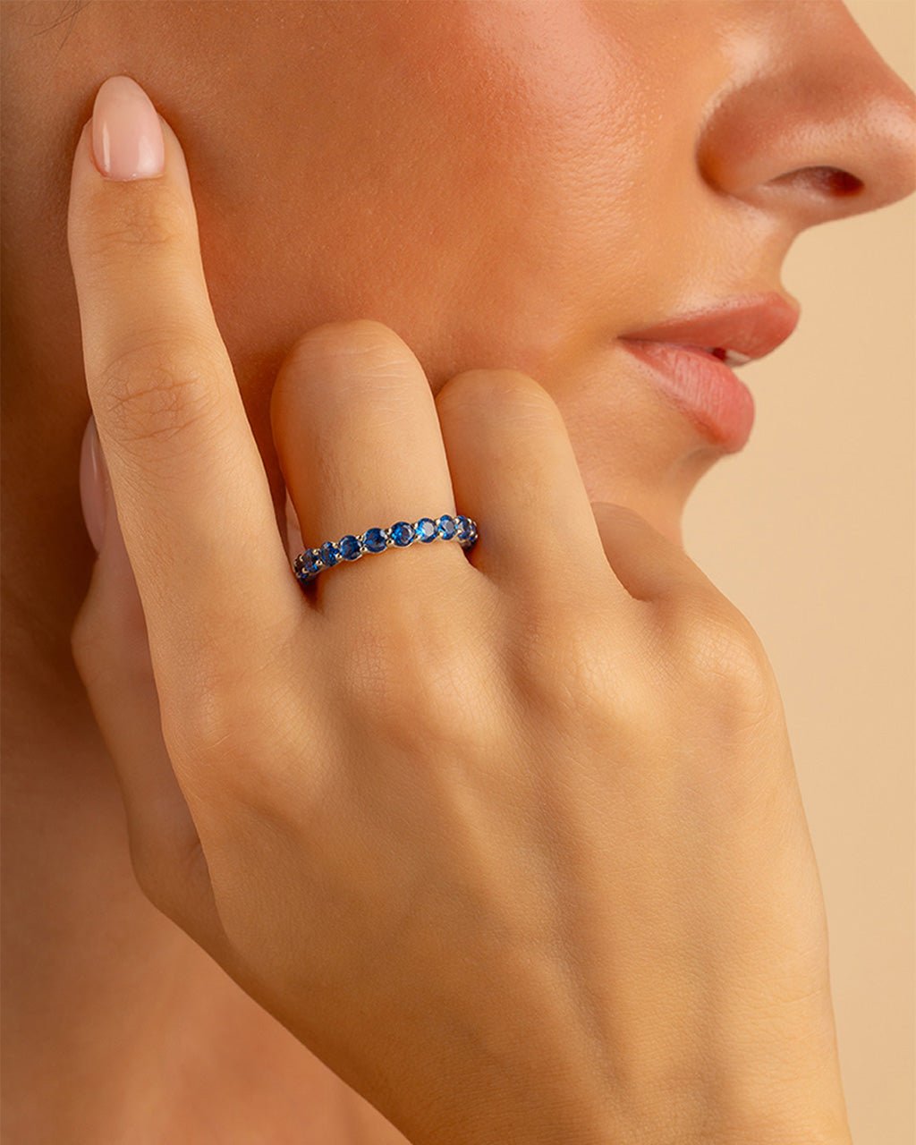 Sterling Silver Gracie Sapphire CZ Eternity Ring